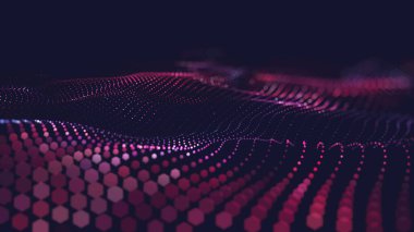 Noktaları ve çizgileri birleştiren soyut dalga arkaplanı. Bağlantı yapısı.