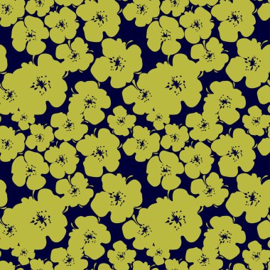 karanlık bir arka plan üzerinde parlak sarı çiçek desenle sorunsuz vektör