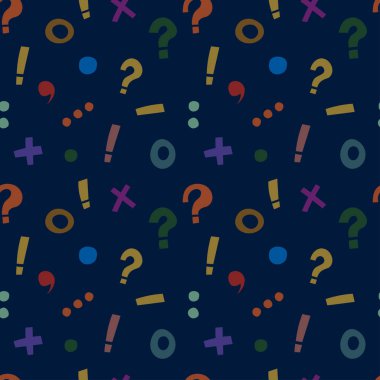 sorunsuz vektör desen noktalama işaretleri ve matematiksel mavi bir arka plan üzerinde işaretler