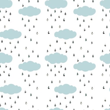 illüstrasyon ve renkli bulutlu, beyaz arka plan üzerinde sorunsuz vektör şekli ile