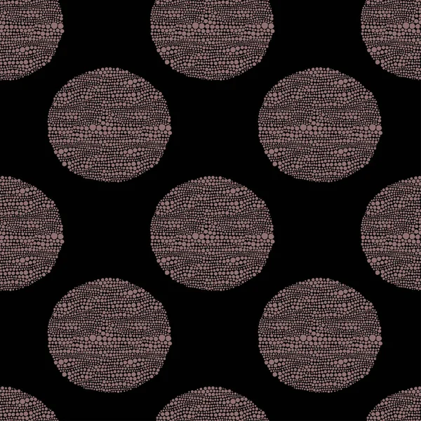 Abstrakta Print Med Cirklar Prickar Sfärer Siffror Mörk Bakgrund Sömlös — Stock vektor