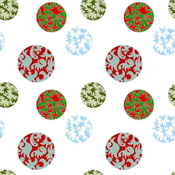 Christmas Pattern Painted Christmas Balls White Background Seamless Vector Pattern — Stock Vector