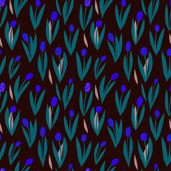 Papier Peint Floral Avec Motif Tulipe Dessin Animé Décoratif Motif — Image vectorielle