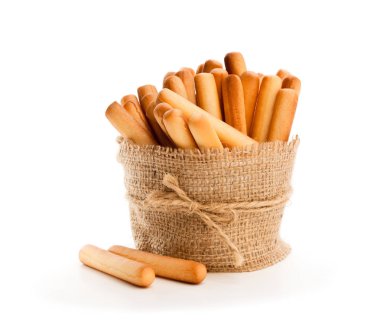 Tuzlu ekmek sopa üzerinde beyaz izole 