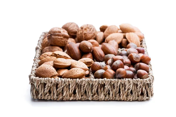 Various Nuts Isolated White — Stock Photo, Image