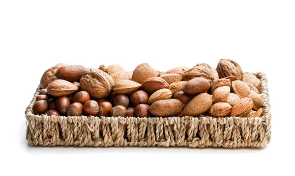 Various Nuts Isolated White — Stock Photo, Image