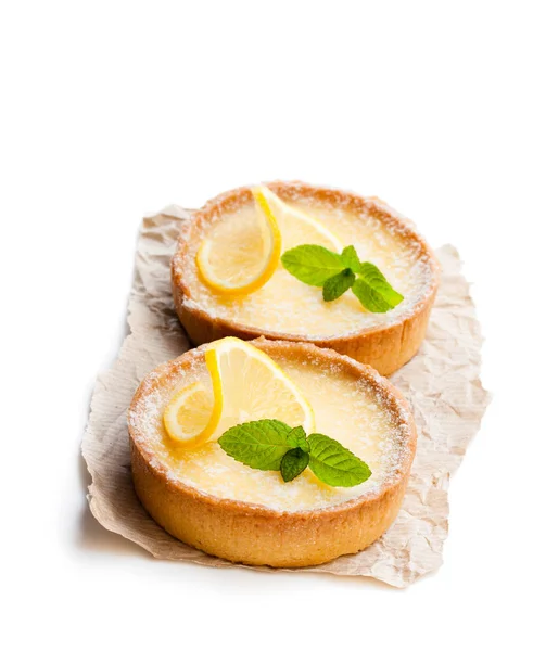 Мини Лимонные Пироги Изолированные Белом — стоковое фото