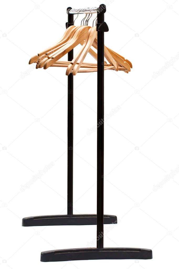 Coat  hangers on a clothes rack 