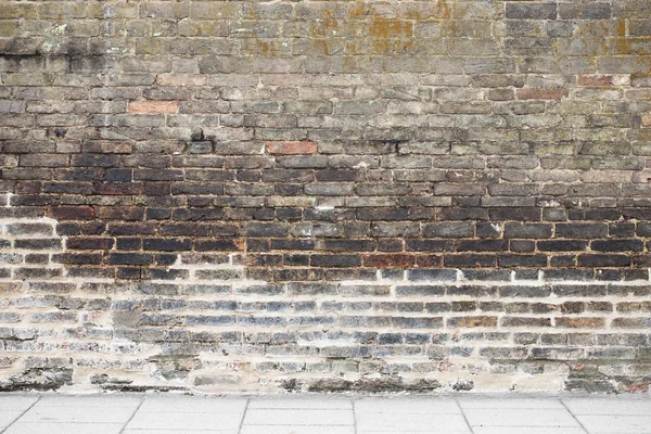 Old Brown Brick Wall Tile Road — Stock Photo, Image
