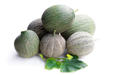 Kavun ile üzerine beyaz izole fışkın 