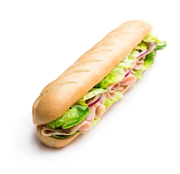 Sandwich Mit Speck Und Gemüse Isoliert Auf Weiß — Stockfoto