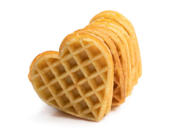 Herzförmige Waffeln isoliert auf weiß — Stockfoto