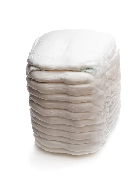 Stack of adult diapers isolated on white — Stock Photo, Image