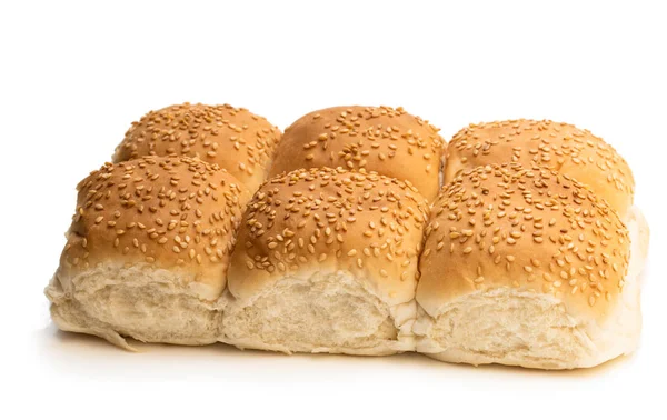 Beyaz bir izole susam tohumlu hamburger çörekler Grubu 