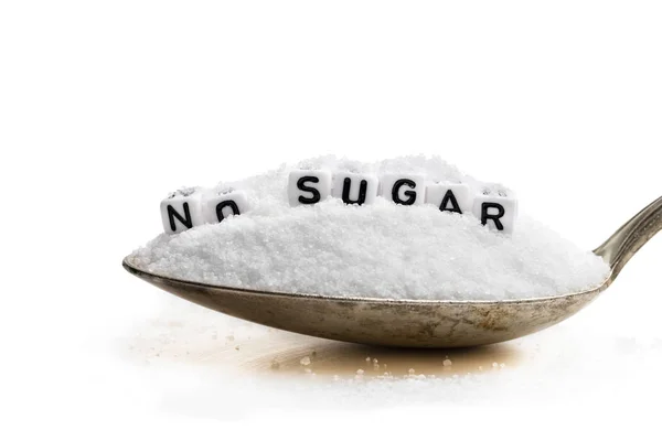 Spoon full of sugar substitute stevia. No sugar concept — Stock Photo, Image