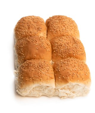 Kepekli çok tohumlu toplu rulolar dört beyaz parti izole 