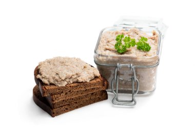 Beyaz izole otlar ile ringa gelen Forshmak macunu 