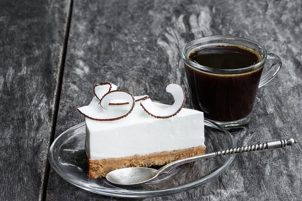 Gâteau Fromage Fait Maison Décoré Flocons Noix Coco Frais Sur — Photo