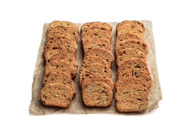 Beyaz arka planda izole edilmiş mini tost ekmeği 