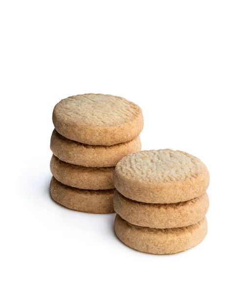 Staplade Korta Bakverk Cookies Isolerade Vitt — Stockfoto