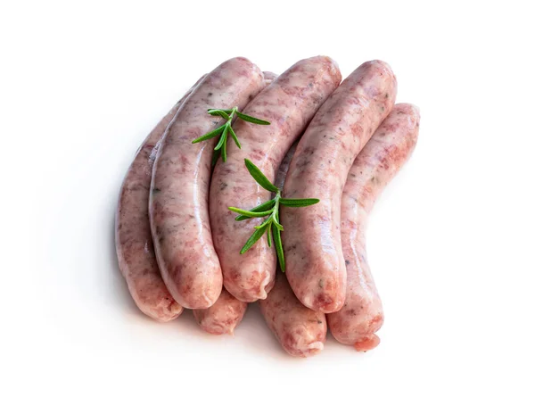 Schweinswürste Chipolatas Isoliert Auf Weißem Hintergrund — Stockfoto