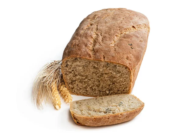 Huisgemaakt Volkorenroggebrood Houten Tafel — Stockfoto