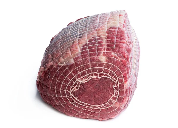 Paket Jaringan Daging Mentah Paket Terisolasi Pada Latar Belakang Putih — Stok Foto