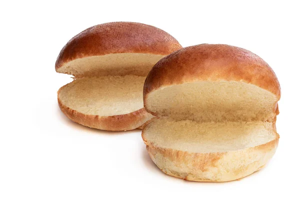 Pão Hambúrgueres Simples Isolado Branco — Fotografia de Stock