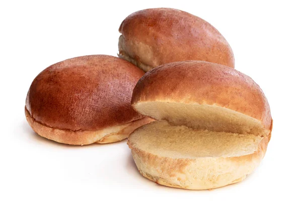 Pão Hambúrguer Simples Isolado Branco — Fotografia de Stock