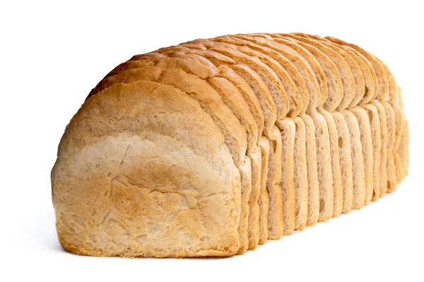 Geschnittenes Weißweizenbrot Isoliert Auf Weißem Hintergrund — Stockfoto