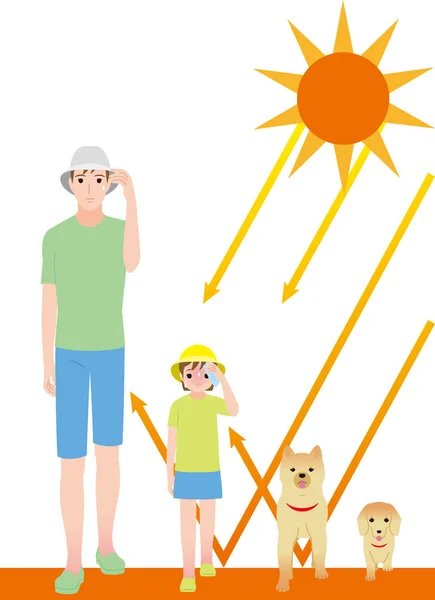 Strålningsvärme Solen Uppmärksamhet Värmeslag — Stock vektor