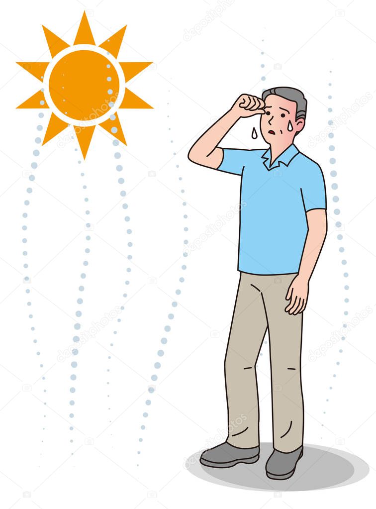 Symptoms of heat stroke of aged person.