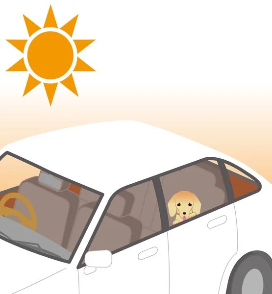 中暑的风险 狗被关在车里 — 图库矢量图片