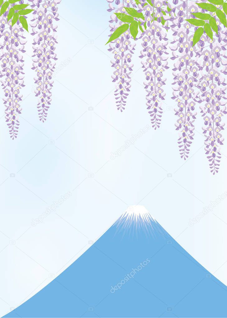 Wisteria flowers and Mt. Fuji background material.Japanese image.