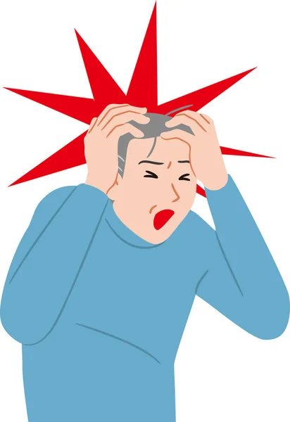 Senior Citizen Intense Headache — Stock Vector