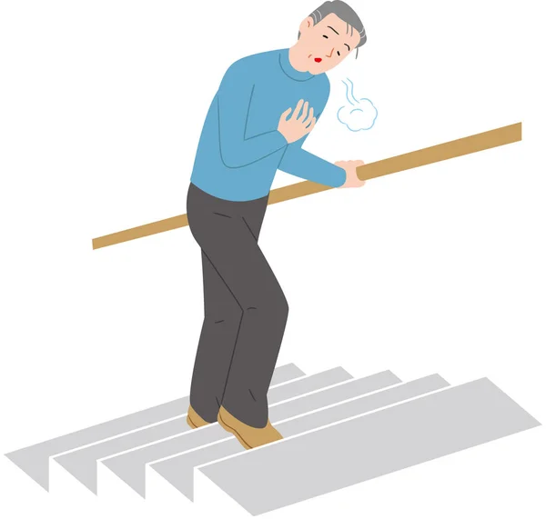 Breath Climb Stairs Painful Senior Citizen — Stock Vector