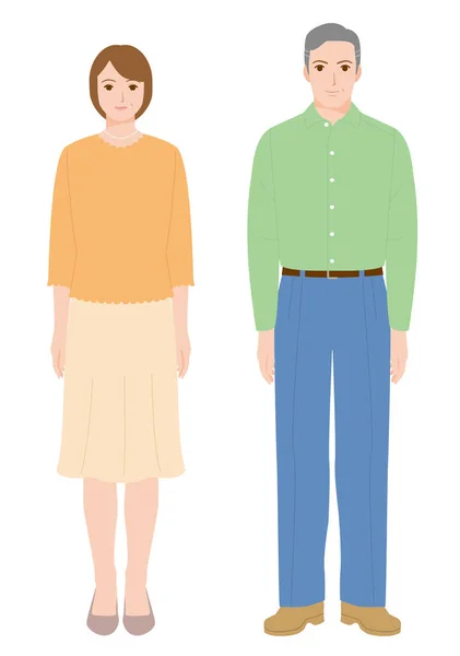Couple Âge Moyen Avec Sourire — Image vectorielle
