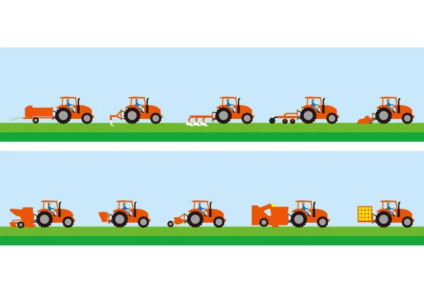 Trator Agrícola Trabalhos Agrícolas —  Vetores de Stock