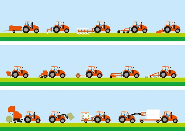 Trator Agrícola Cultivo Grama —  Vetores de Stock