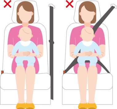 Bir kadın bir bebek oto koltuğu olmadan tutan bir araba sürme
