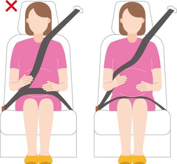 Pregnant Woman Seat Belt — Stock Vector