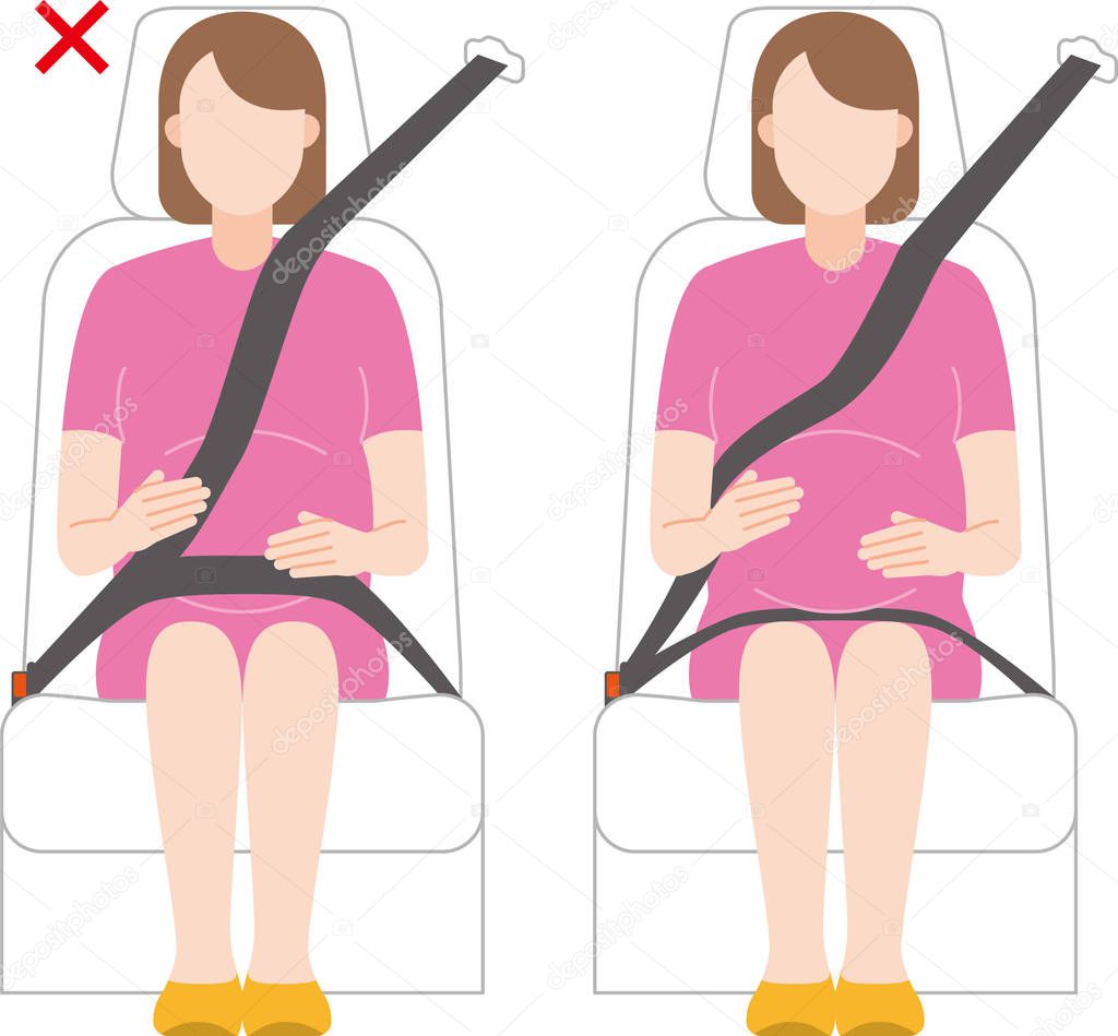 Pregnant woman and seat belt