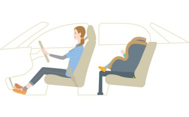 Child car seat and mother drivingIsofix clipart
