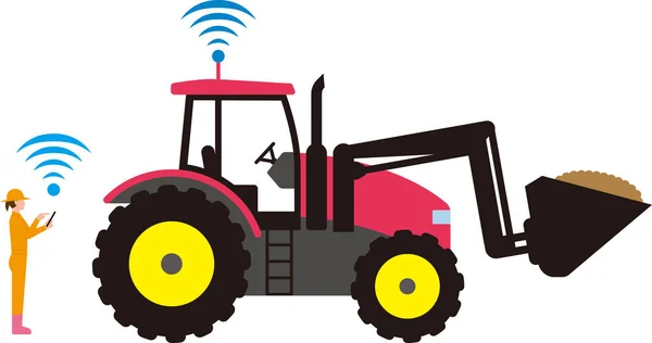 Intelligente Landwirtschaft Automatisierter Landwirtschaftlicher Traktor — Stockvektor