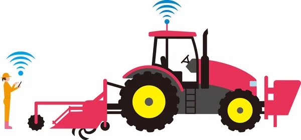 Inteligentne Rolnictwo Zautomatyzowane Ciągnika Rolniczego — Wektor stockowy