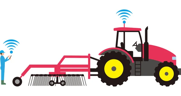 Une Agriculture Intelligente Tracteur Agricole Automatisé — Image vectorielle