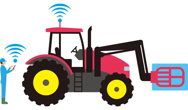 Agricultura Inteligente Trator Agrícola Automatizado —  Vetores de Stock