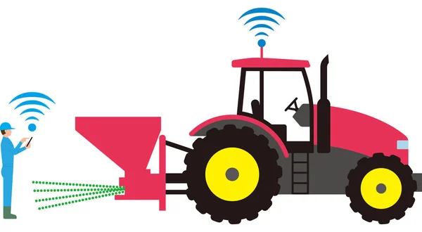 Une Agriculture Intelligente Tracteur Agricole Automatisé — Image vectorielle