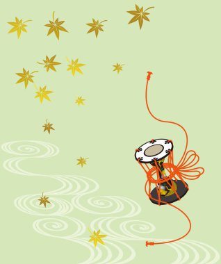 Japon davul ve düşen yapraklar.