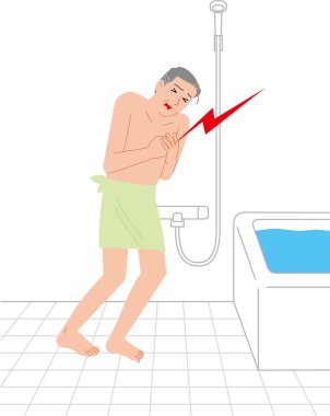 Home accident of the elderly.Heart attack in the bathroom clipart